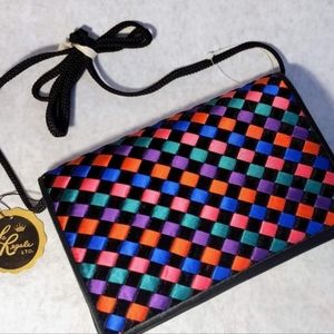 NEW La Regale Woven Flap Clutch Handbag